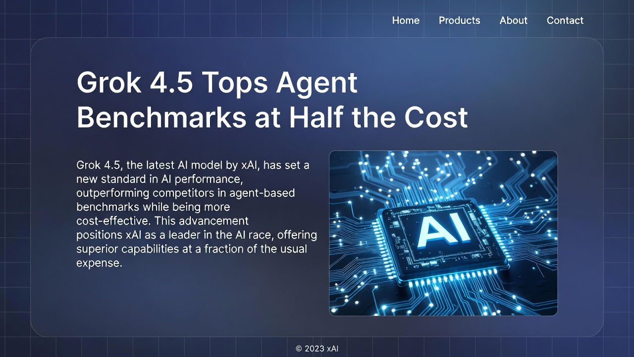 Grok 4.5 Tops Agent Benchmarks at Half the Cost